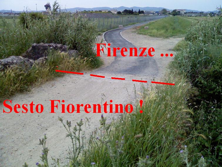 La pista ciclabile si ferma al confine con il comune di Sesto Fiorentino